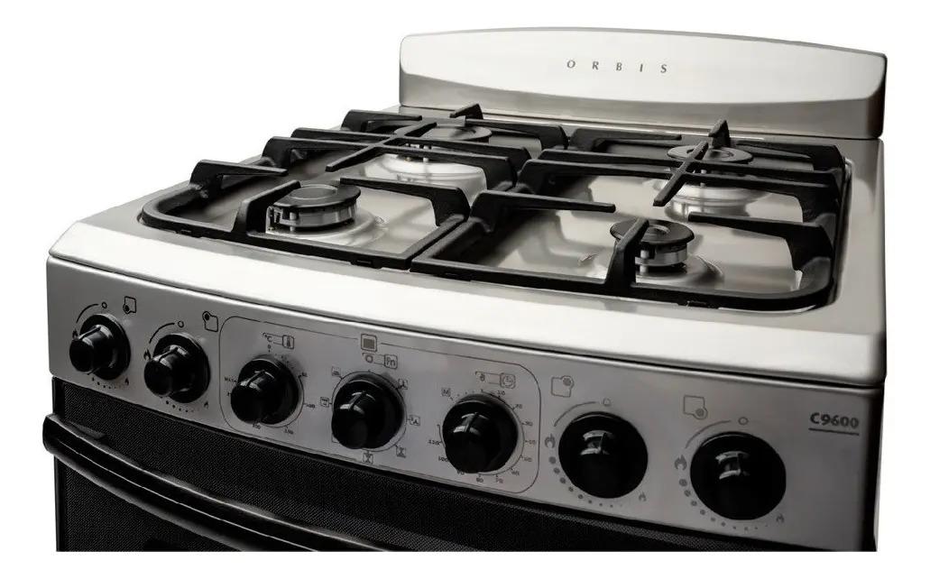 Cocina Orbis Combinadas96EAC3 color acero con puerta con visor