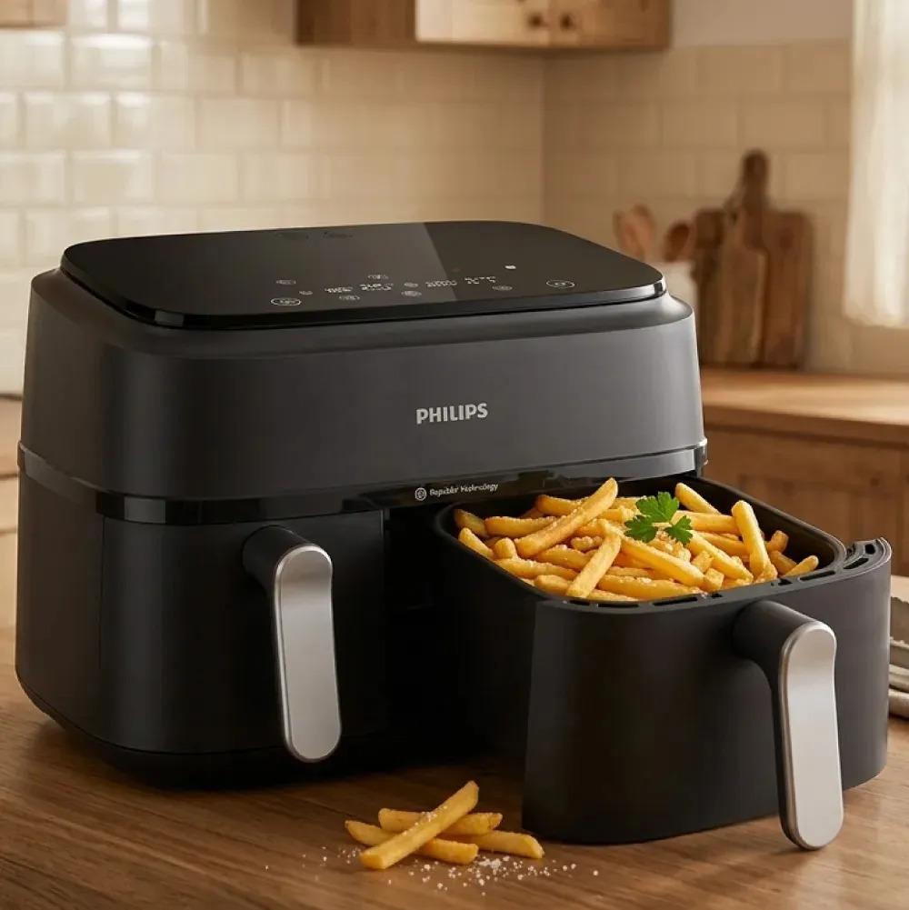 Freidora De Aire Philips Canasta Doble 9 Litros Phna35100 Negro