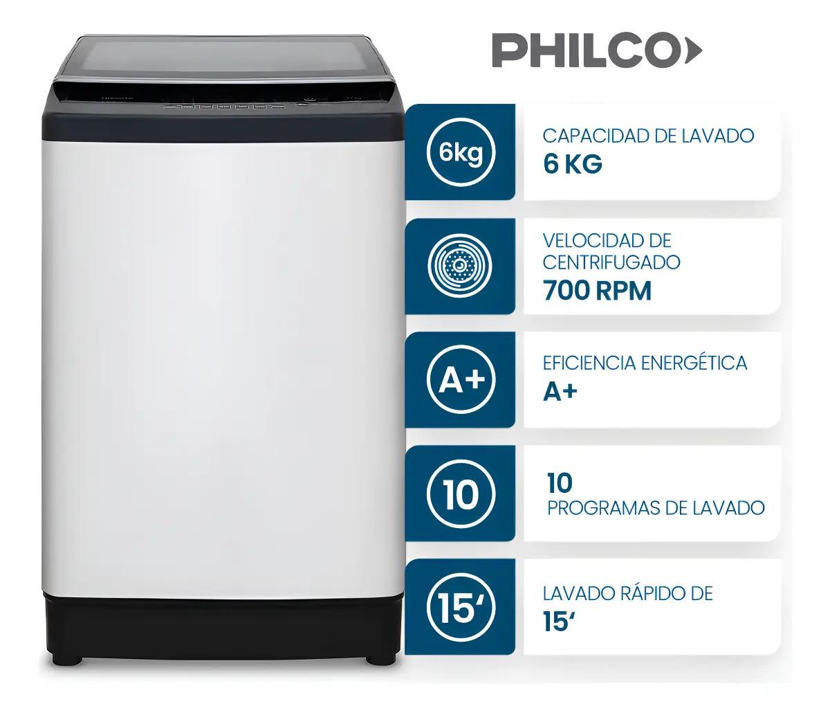Lavarropas Carga Superior Philco Phcs802b2 6kg