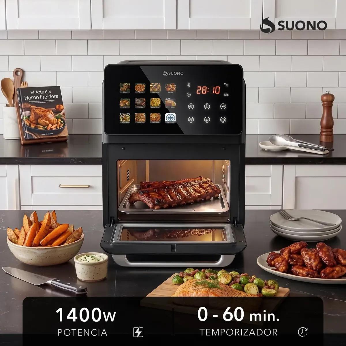 Freidora De Aire Suono Airfryer Neo Oven Descongela Fríe Asar Recalenta 12 L Comida Saludable Pantalla Xl Color Negro