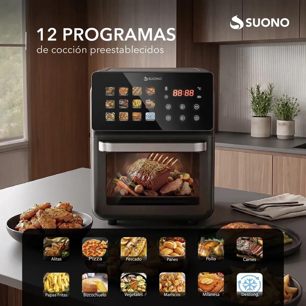 Freidora De Aire Suono Airfryer Neo Oven Descongela Fríe Asar Recalenta 12 L Comida Saludable Pantalla Xl Color Negro