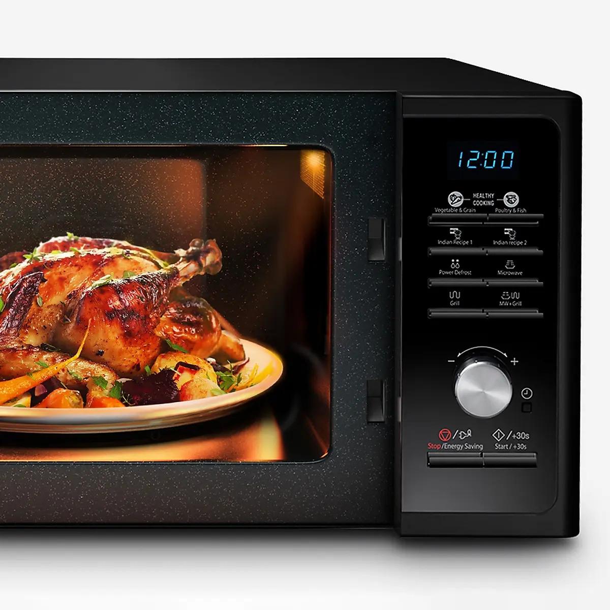 Microondas Grill Samsung De Interior Cerámico Mg23f3k3tak 23L Negro