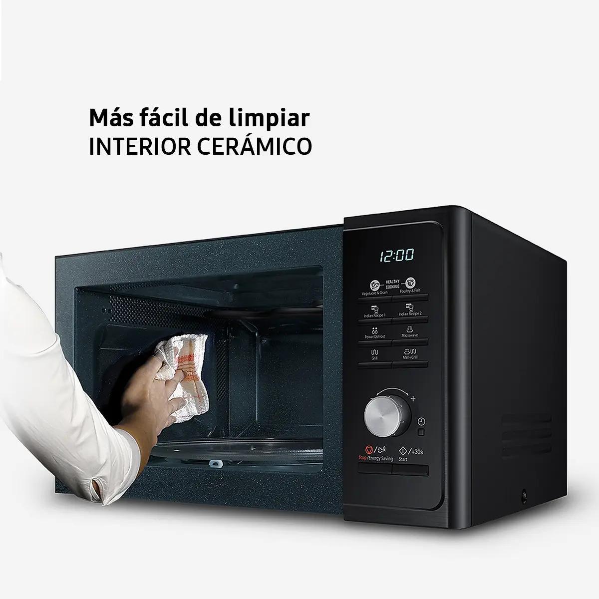 Microondas Grill Samsung De Interior Cerámico Mg23f3k3tak 23L Negro