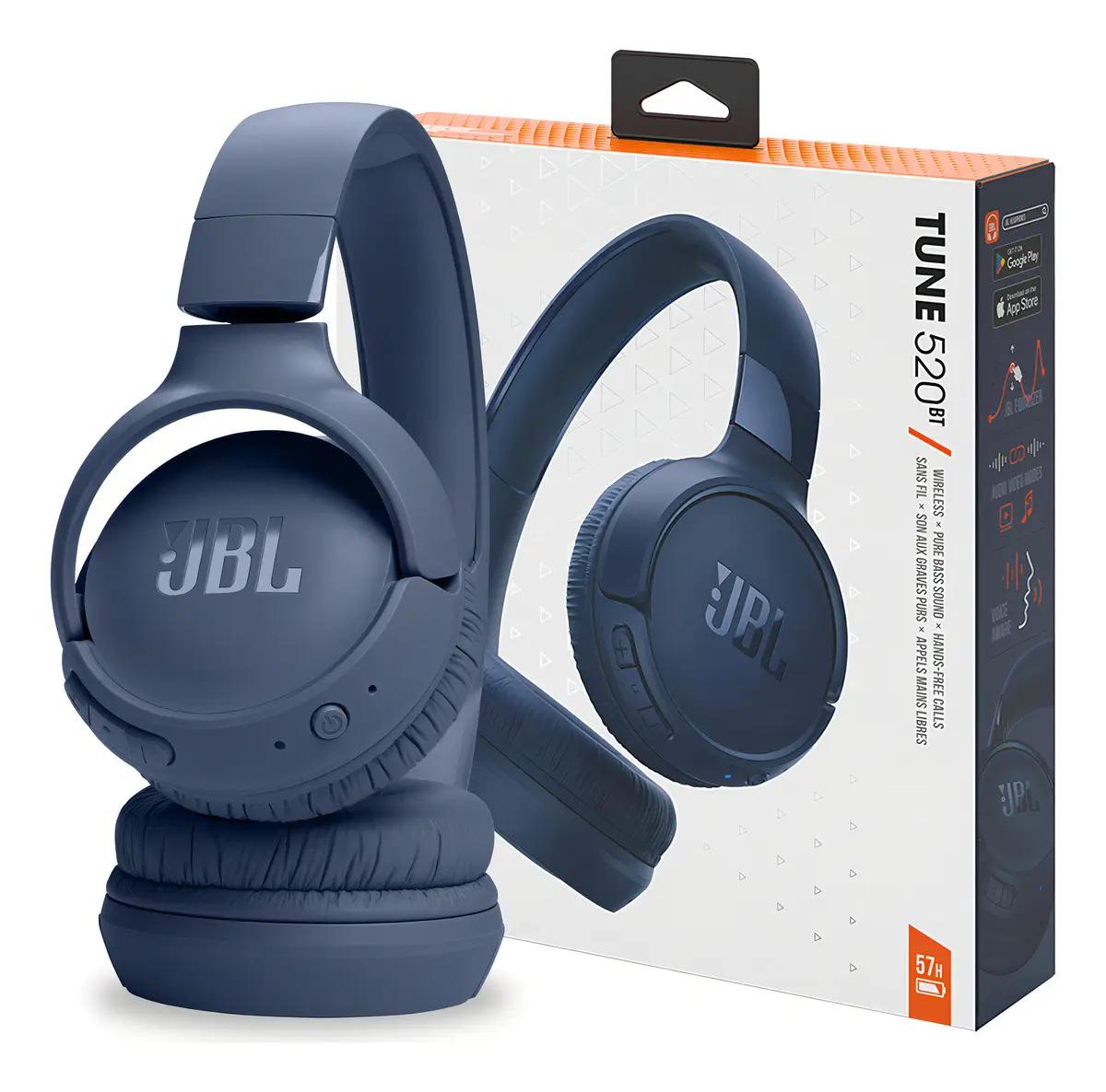 Auriculares Inalámbricos JBL Tune 520BT Over-Ear Azules con Bluetooth