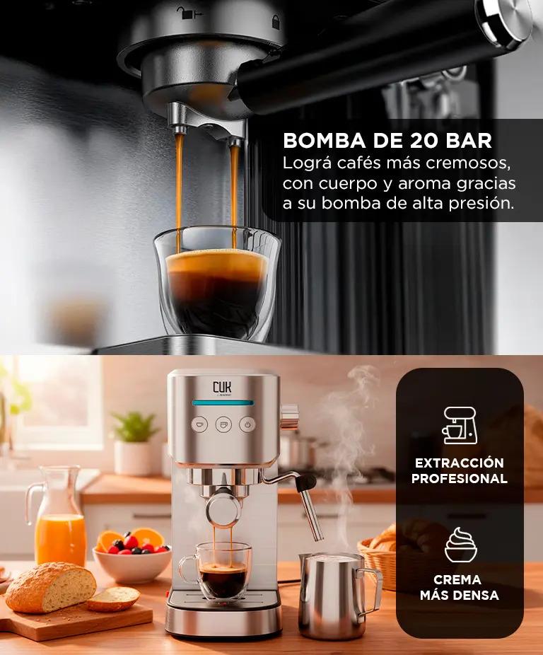 Cafetera Espresso Cuk By Gadnic 20 Bar 3 En 1 Cápsulas Nespresso Y Dolce Gusto + Jarrito De Leche