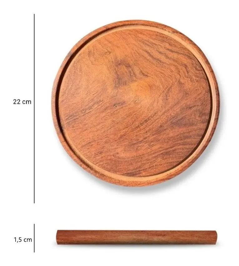 12 Platos Tabla Asado Madera Para Picadas Redondo Algarrobo Marrón
