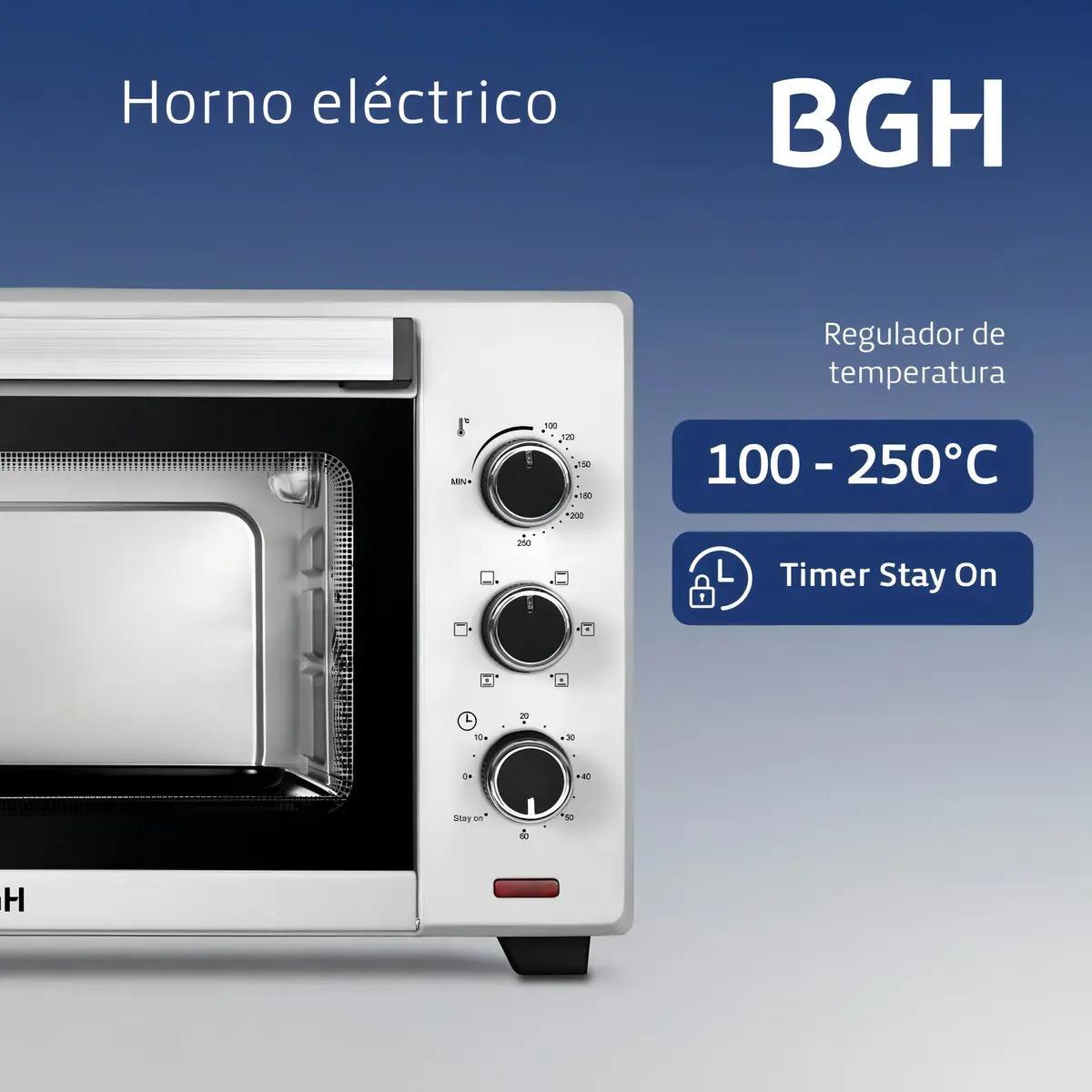 Horno Eléctrico Bgh De 35 Litros Con 3 Niveles De Cocción Gris