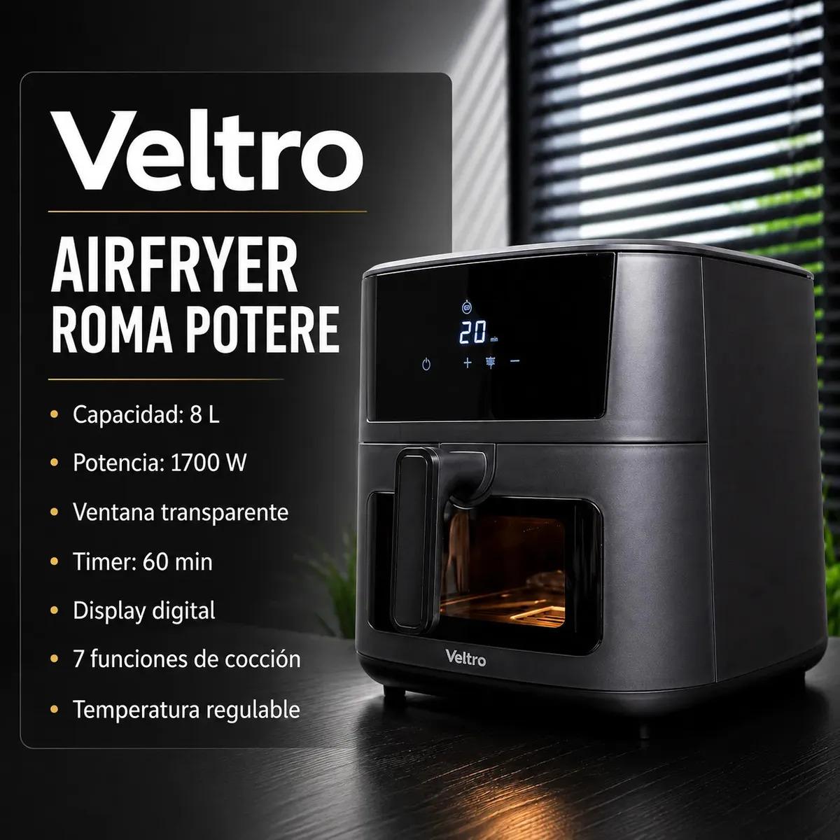 Freidora De Aire Digital Veltro Roma Potere 8L 1700W