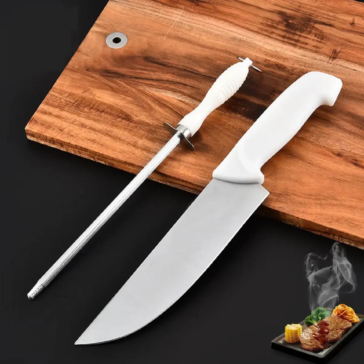 Cuchillo Tramontina Asado Carnicero 8 Pulgadas Con Chaira Blanco