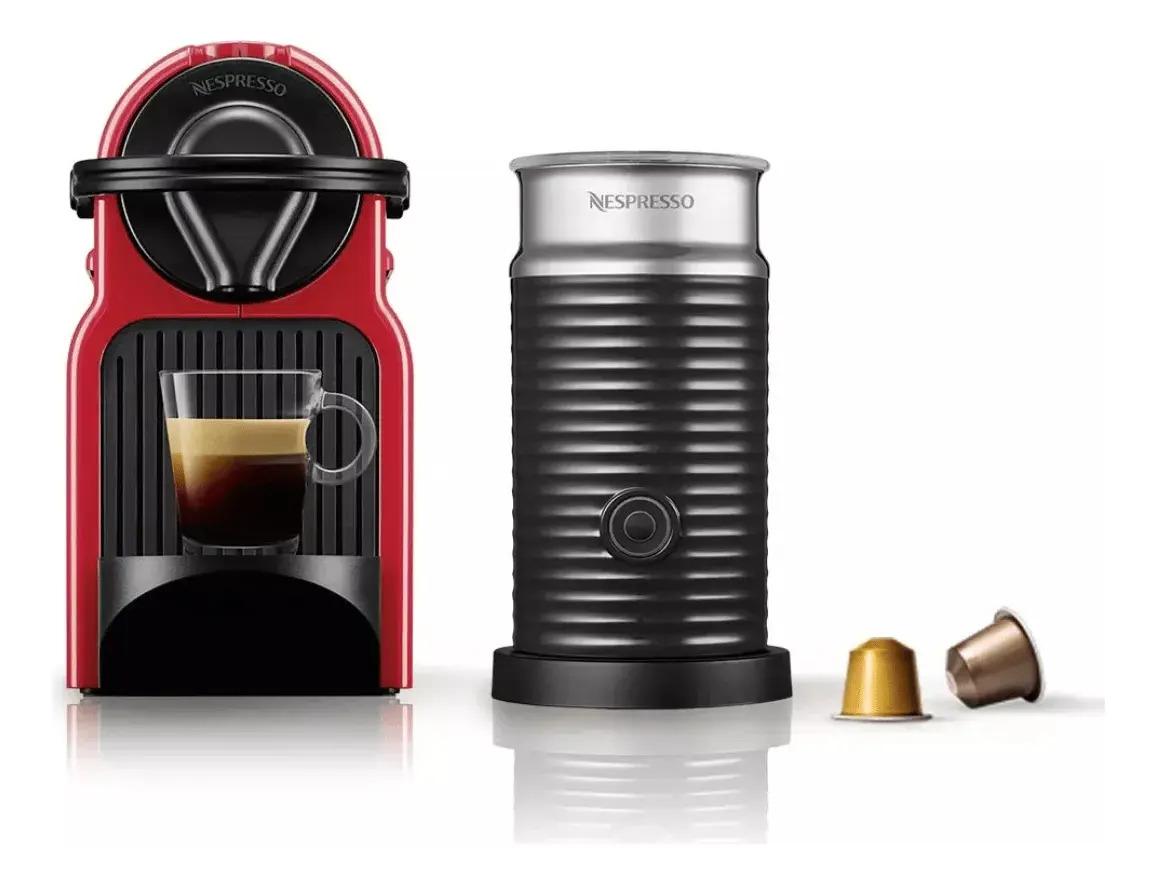 Cafetera Nespresso Inissia Rojo + Espumadora Nespresso